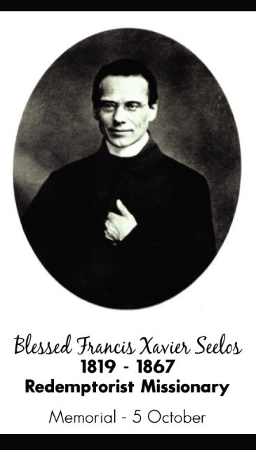 Oct 5th: Blessed Francis Xavier Seelos Prayer Card